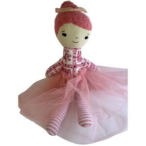 The Land of Nod Pink Ballerina Wee Wonderful Agnes Cloth Doll Yarn Hair TuTu